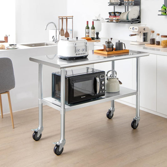 RVS Tafel – Werktafel – Werkbank – RVS Werkblad – Professionele Tafel – Roestvrij Staal – Zwaar Belastbaar – Hygiënisch en Onderhoudsvriendelijk