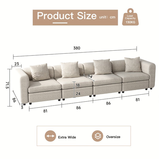 Modulaire Hoekbank – Hoeksalon – Zitzetel – Loungebank – Modulaire Bank – Beige Kleur – Comfortabele Kussens – Ruimtelijk & Flexibel Ontwerp