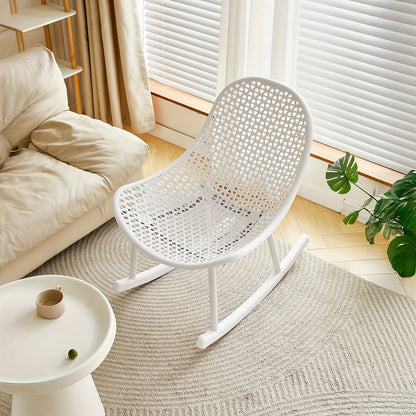 Rocking chair 2pcs set Ergonomic design for living room bedroom study Indoor PP material up to 200kg loadable Modern White, Chaise Confortable, Chaise Longue, Chaise Pliable, Cozy Seating, Bedroom Seating, Minimalist Design,