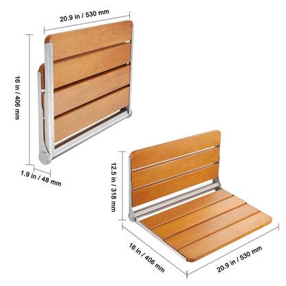 Douchezitting – Douchezitje – Douchebankje – Opklapbare Douchezitting – Badkrukje – Teakhouten Douchezitting 53x40,5 cm – Opklapbaar – Draagkracht 226 kg