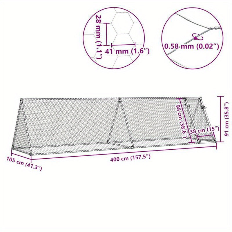 Konijnenkooi – Knaagdierkooi – Dierenkooi – Konijnenhok – Knaagdierenverblijf – Metaal – Groot 400x105x91 cm – Duurzaam Modern Design