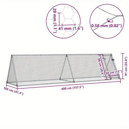Konijnenkooi – Knaagdierkooi – Dierenkooi – Konijnenhok – Knaagdierenverblijf – Metaal – Groot 400x105x91 cm – Duurzaam Modern Design