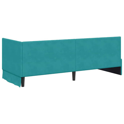 Bedframe – Bed – Eenpersoonsbed – Slaapbank – Kinderbed – Blauw Velvet Hoofdbord – Stevig Plaatmateriaal – Lattenbodem 80x200 cm