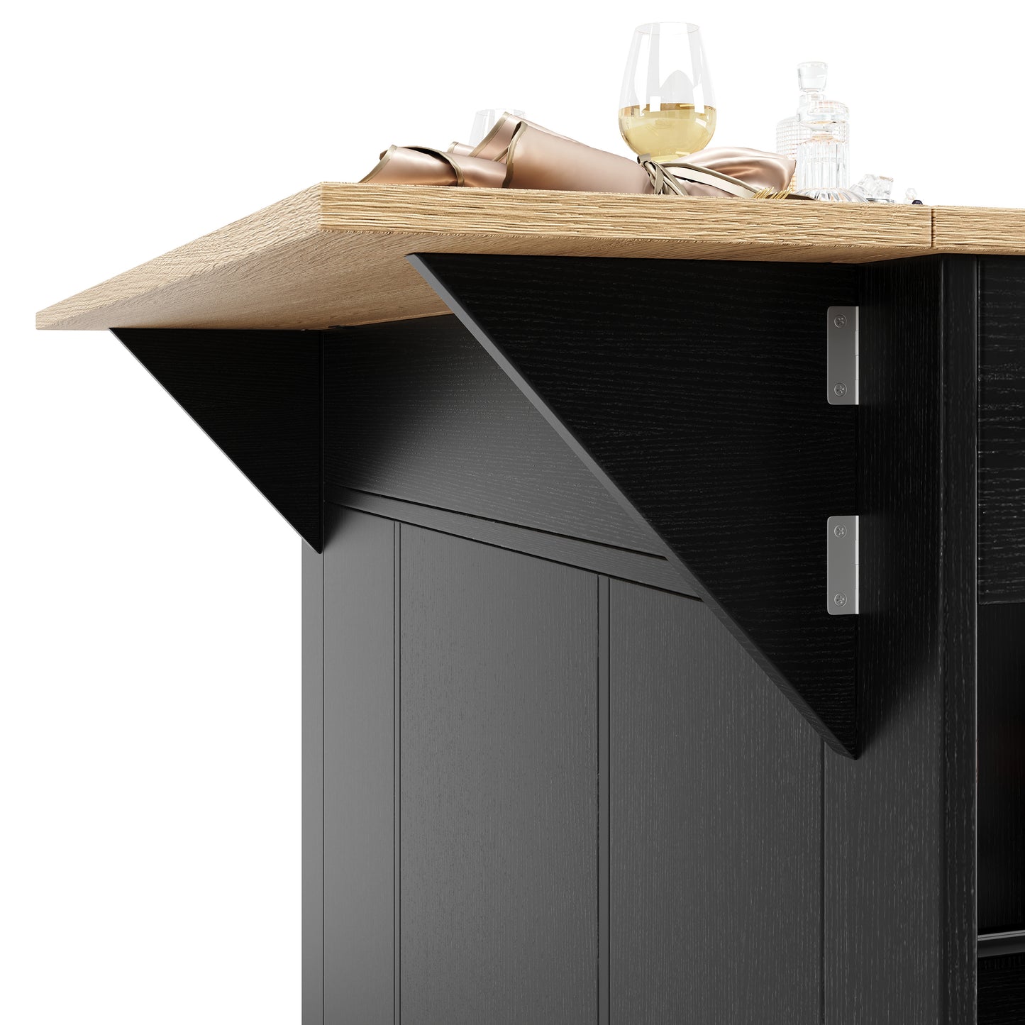 Multifunctionele Keukenwagen – Keukentrolley – Keukenmeubel – Keukenkar – Keukenkast – Uitklapbaar Werkblad – 2 Lades & Verstelbare Legplanken – Wit Houtlook MDF