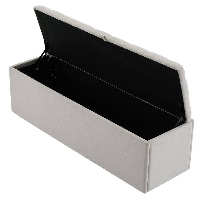 Opbergbank – Opbergbankje – Opbergkist – Bedbank – Zitkist – Linnen Bekleding – Extra Opbergruimte 141x41,5x47 cm