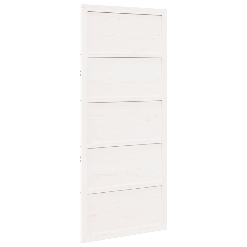 Houten Schuifdeur – Binnendeur – Raumtebesparende Deur – Glijdende Deur – Binnendeur Schuifpaneel – Massief Dennenhout – Wit Design – 100x208 cm – Stil en Soepel