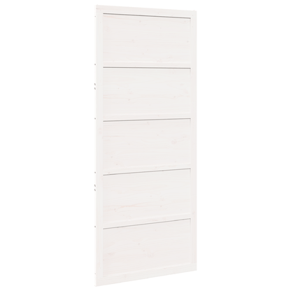 Houten Schuifdeur – Binnendeur – Raumtebesparende Deur – Glijdende Deur – Binnendeur Schuifpaneel – Massief Dennenhout – Wit Design – 100x208 cm – Stil en Soepel