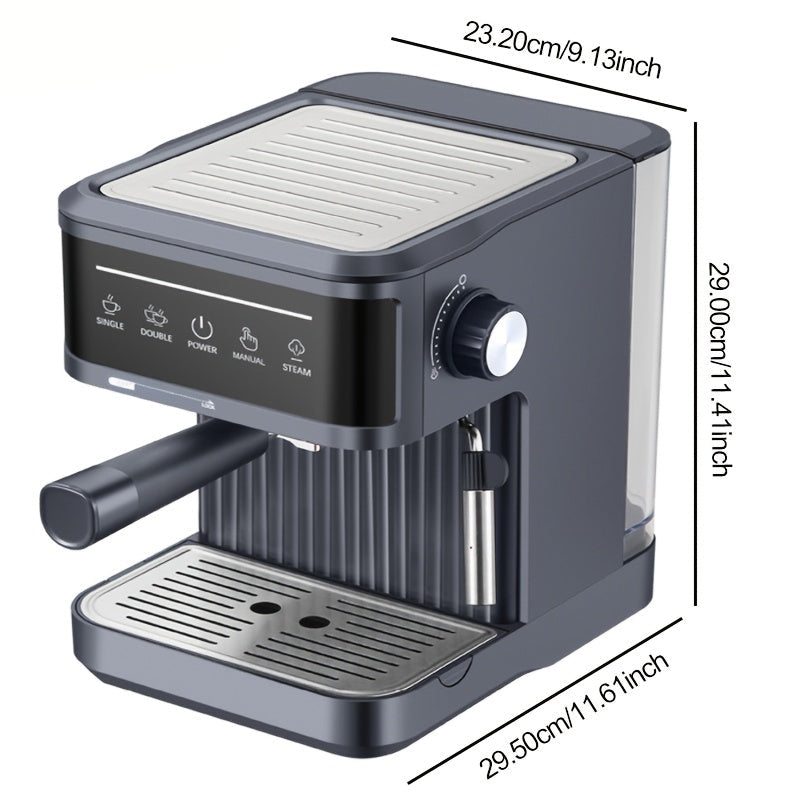 Espressomachine – Koffiemachine – Espressozetapparaat – Cappuccinomachine – Latte Maker – Semi-automatisch – 20 Bar Pomp – Ingebouwde Melkopschuimer Met Stoompijpje – Wit – Metaal Mat