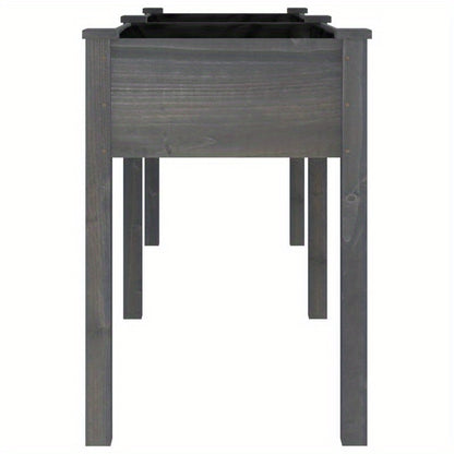 Tuinbak – Plantenbak – Bloembak – Bloembakje – Plantenvat – Houten Verhoogde Plantenbak – Massief Grenenhout – 203x53x76 cm – Weerbestendig Grijze Voering