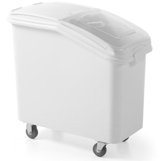 Gastronormcontainerwagen – Voedselcontainer – Bulkcontainer – Transportwagen – Opslagcontainer – 98 Liter Inhoud – Transparant Deksel – Rubberen Wielen