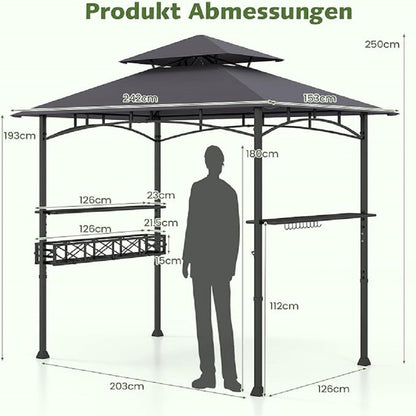 BBQ Gazebo – Barbecue Tent – Grill Overkapping – Buitenkeuken Shelte – Grill Paviljoen – Ruim 242x153 cm – Weerbestendig Polyester Met Metalen Frame