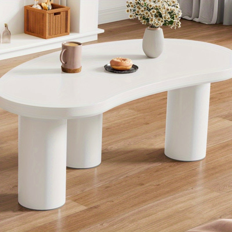 Salontafel – Koffietafel – Bijzettafel – Livingtafel – Woonkamertafel – Halve Maan Vorm – PVC Voet Met Vilten Onderlaag – 107x57x40,5 cm