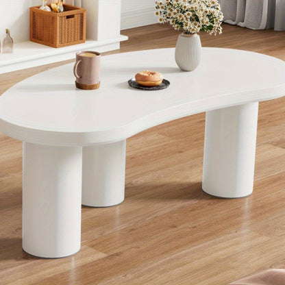 Salontafel – Koffietafel – Bijzettafel – Livingtafel – Woonkamertafel – Halve Maan Vorm – PVC Voet Met Vilten Onderlaag – 107x57x40,5 cm