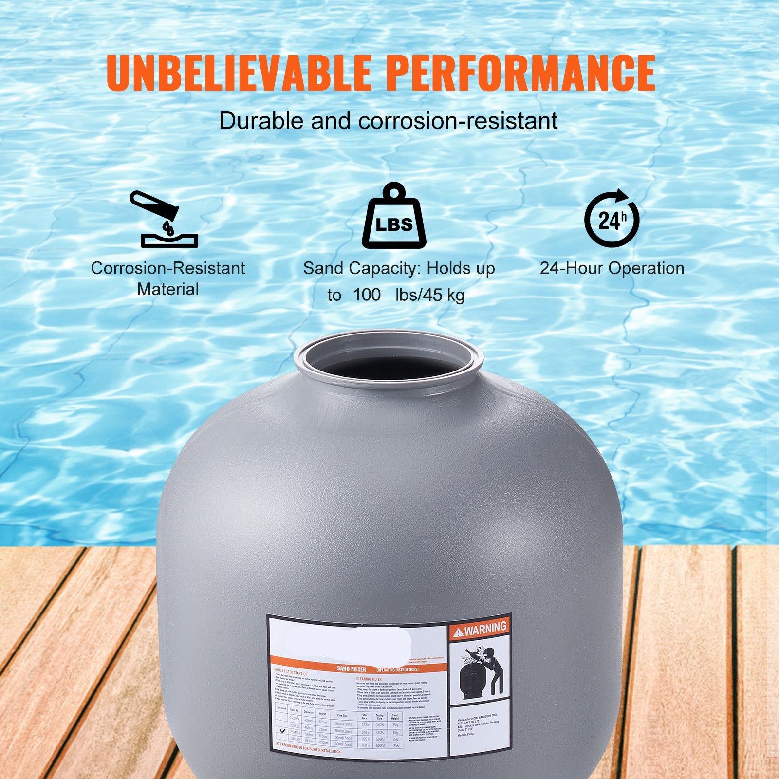 Zandfilter Voor Zwembaden – Zwembadfilter – Filterpomp – Zwembadreiniging – Waterzuivering – 55 Gallon Per Minuut – Weerbestendig Kunststof - QUORE
