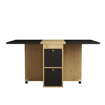 Uitschuifbare Eettafelset – Eetkamerset – Keukentafelset – Tafel Met Stoelen – Ruimtebesparend – Modern Landelijk Design – Wit Zwart Eikenhout – Compact En Multifunctioneel