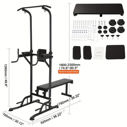 Power Tower – Thuisfitnessapparaat – Krachttrainer – Fitnessstation – Workoutstation – Verstelbare Pull-Up Bar – Maximaal 200 Kg Belastbaar