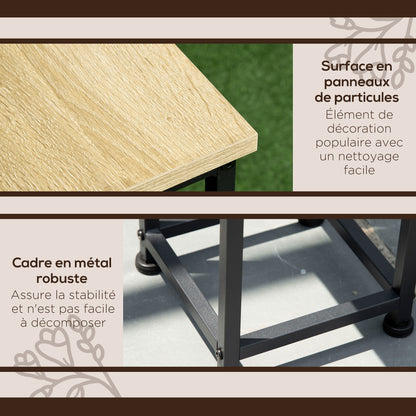 Plantenstandaards – Plantenhouders – Bloemstandaards – Plantenrekken – Naturel Houtlook – Stijlvol Industrieel Design – 3x Stapelbaar – Metalen Frame