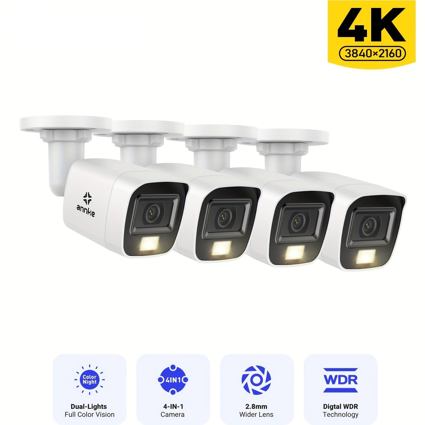 Beveiligingscamera Set – 4K Camera – UHD Camera – Buitencamera – Binnencamera – Kleurennachtzicht – F/1.6 Super Diafragma