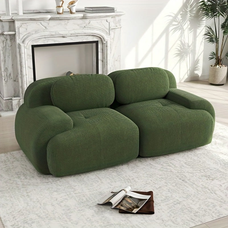 Bankstel – Tweezitsbank – Slaapbank – Sofa – Hoekbank – Modern Groen – Compact Ruimtebesparend Design – Zachte Katoenen Bekleding