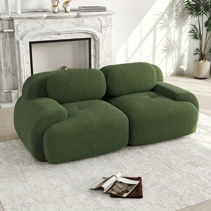Bankstel – Tweezitsbank – Slaapbank – Sofa – Hoekbank – Modern Groen – Compact Ruimtebesparend Design – Zachte Katoenen Bekleding