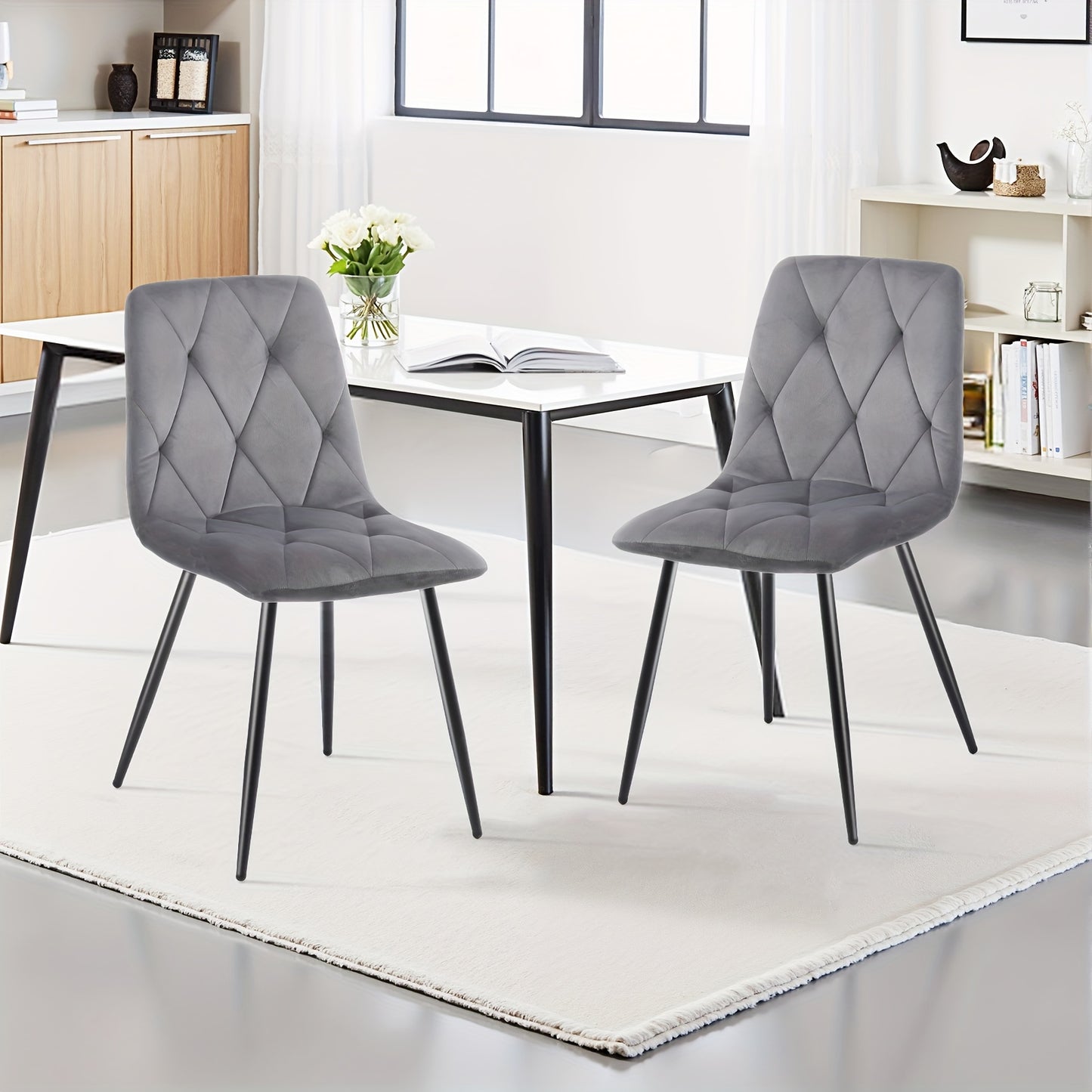 Eetkamerstoel – Stoel – Kuipstoel – Keukenstoel – Woonkamerstoel – Set Van 4 – Velvet Bekleding – Zwart Metalen Onderstel