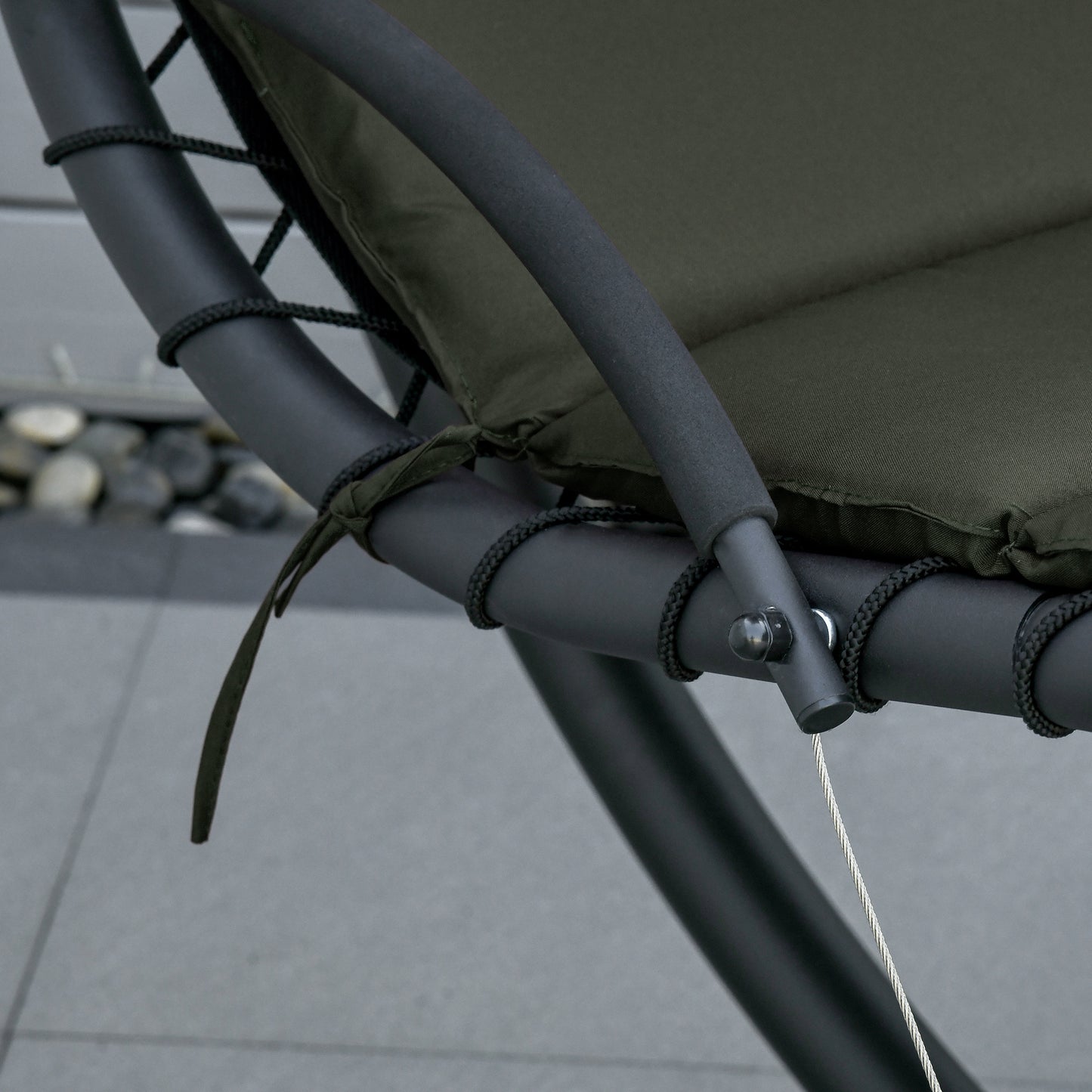 Hangende Ligstoel – Hangstoel – Schommelstoel – Tuinstoel – Buitenstoel – Met Zonnekap – Gepoedercoat Stalen Frame – Polyester Matras – Donkergrijs – 194x117x192 cm