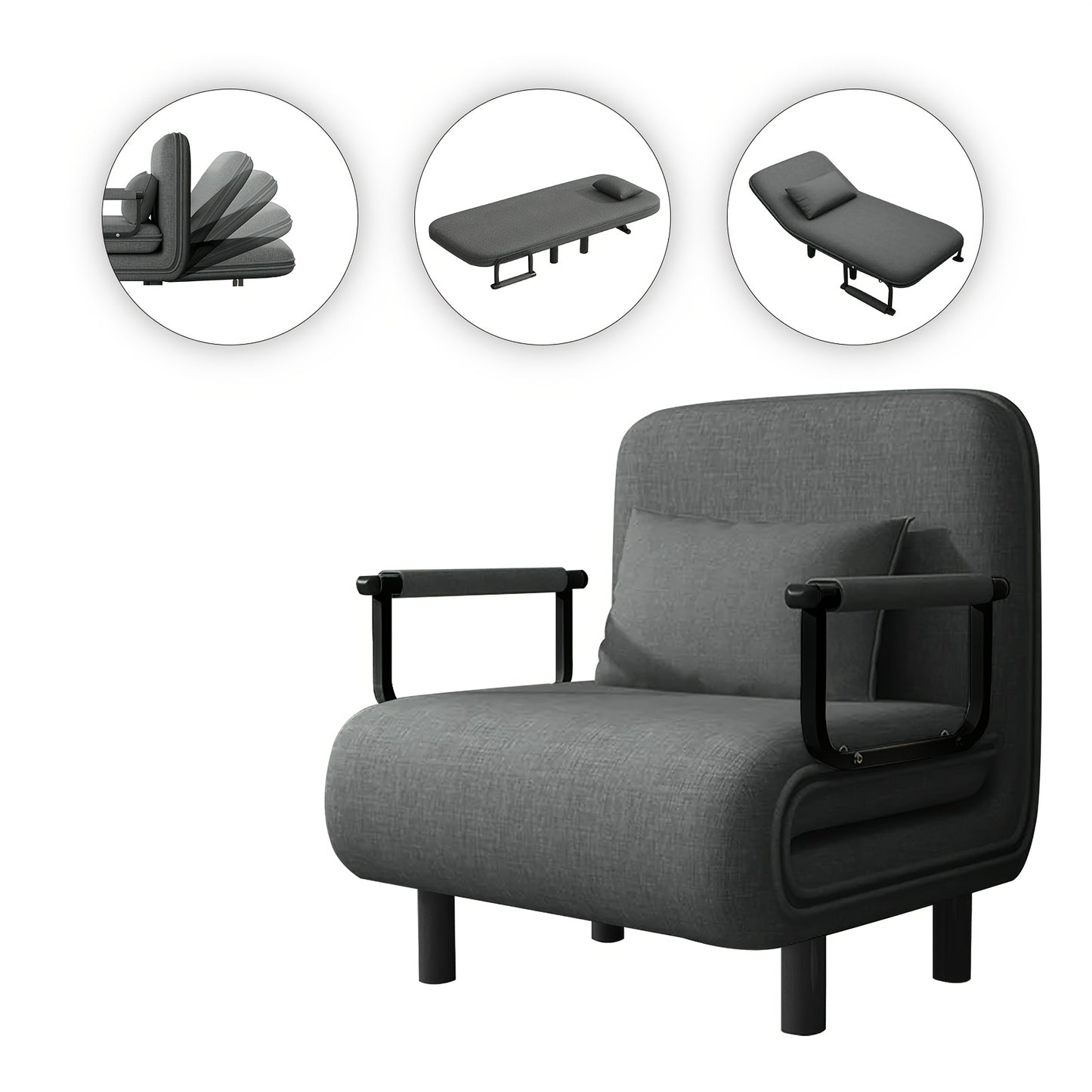 Slaapstoel – Slaapbank – Slaapfauteuil – Zitbed – Logeerbed – Inklapbaar – Memory Foam Comfort – Metaal Met Acrylstof – Compact 60x68x85 cm