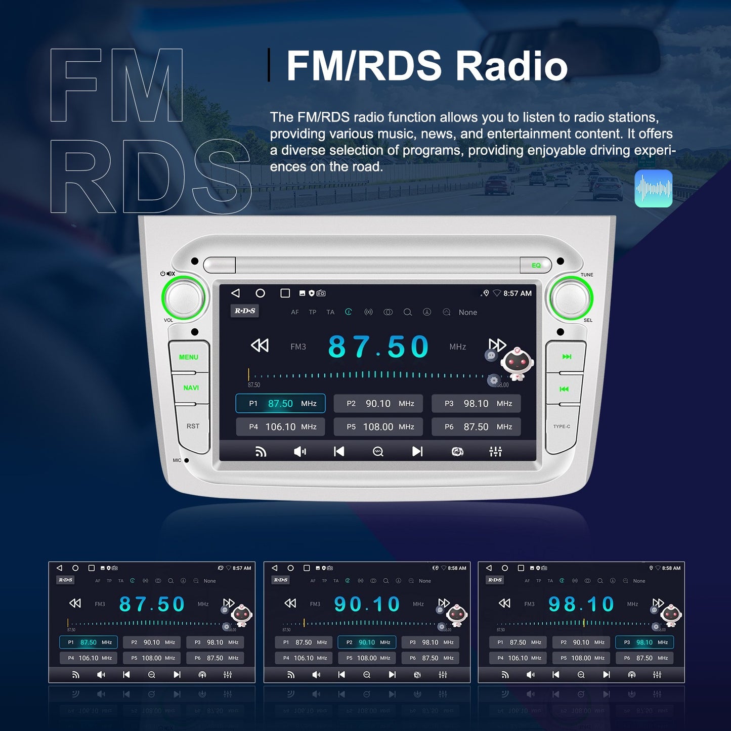 7-inch Autoradio – Android Car Multimedia Systeem – Touchscreen Headunit – Draadloze CarPlay – Android Auto – 2 GB RAM 64 GB Opslag – Achteruitrijcamera Ondersteuning – Stuurwielbediening Compatible