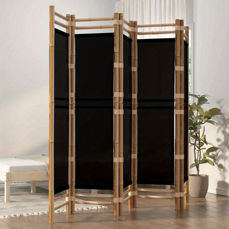 Kamerscherm 5-panelen inklapbaar 200cm bamboe en canvas, Office Partition, Privacy Screen, Minimalist Decor, Stylish Partition, Canvas Panel, Folding Screen, Portable Partition, Apartment Dwellers