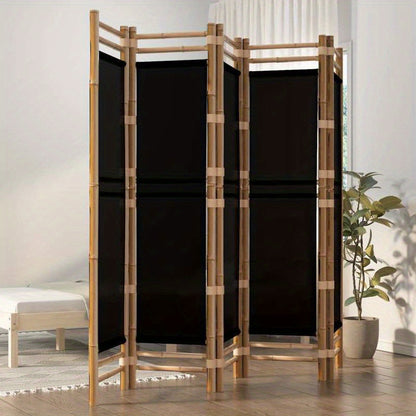 Kamerscherm 5-panelen inklapbaar 200cm bamboe en canvas, Office Partition, Privacy Screen, Minimalist Decor, Stylish Partition, Canvas Panel, Folding Screen, Portable Partition, Apartment Dwellers