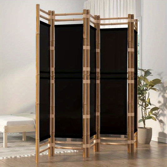 Kamerscherm 5-panelen inklapbaar 200cm bamboe en canvas, Office Partition, Privacy Screen, Minimalist Decor, Stylish Partition, Canvas Panel, Folding Screen, Portable Partition, Apartment Dwellers