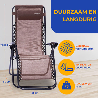 Loungebank – Loungestoelen – Tuinstoelen – Balkonstoelen – Ligstoelen – Verstelbaar – Inclusief Zijtafel Met 2 Bekerhouders