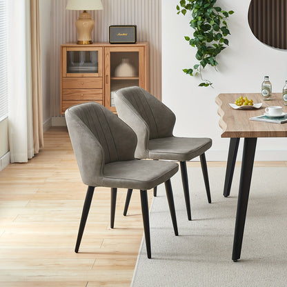 Eetkamerstoelen Set 2 – Stoelen – Zithoekstoelen – Armstoel – Keukenstoelen – Kunstleer Bekleding – Memory Foam Zitting – Metalen Poten – Mid-Century Design