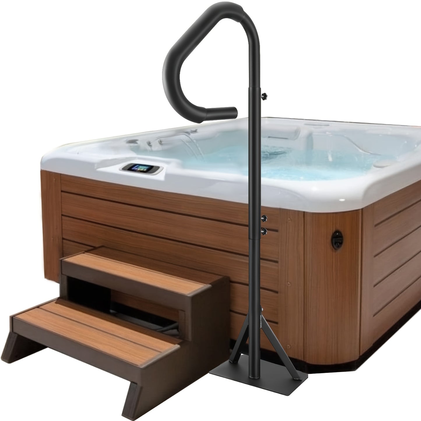 Hot Tub Handgreep – Spa Handrail – Veiligheidsleuning – In- en Uitstapbeugel – Spa Beugel – Verstelbaar 122-160 cm – Roestvrij Aluminium – 360° Draaibaar & Draagkracht 272 kg