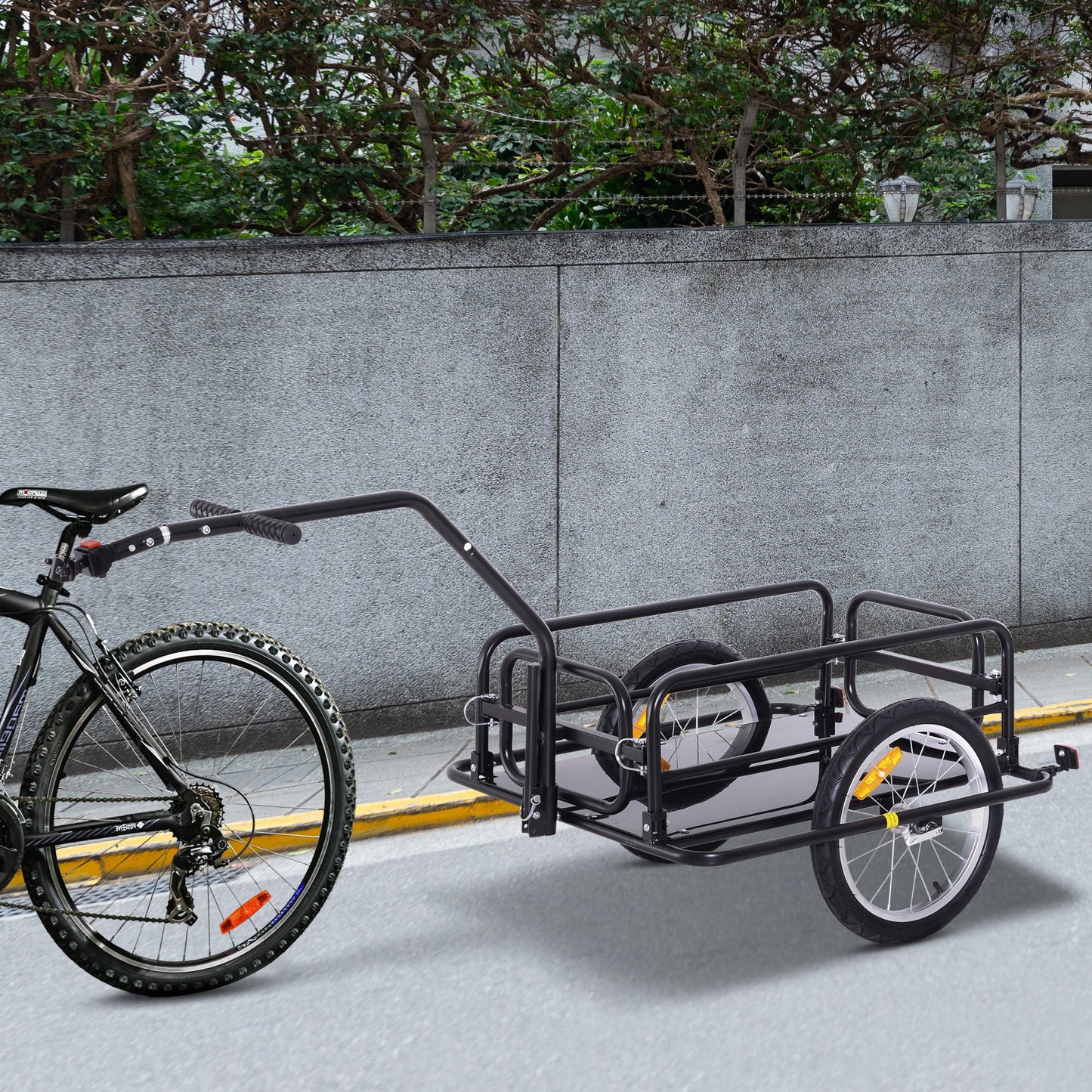 Bicycle Trailer Folding Cargo Trailer with Coupling, Coupler & Reflectors Transport Cart Up to 40 Kg Loadable, Transport Trailer Trailer for Camping, Shopping, Moving 155 X 71.5 X 77 Cm