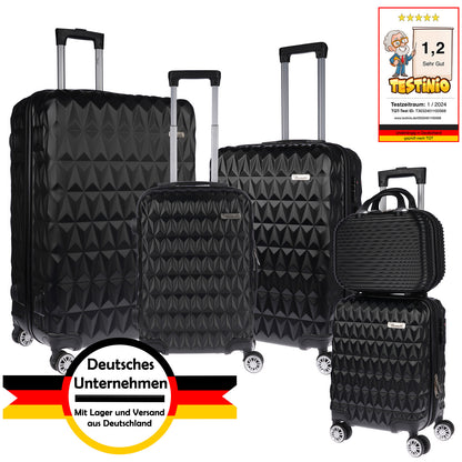 5-Delige Harde Koffer Set – Reiskoffers – Trolley’s – Bagageset – Uitbreidbare Koffers – XL Handbagage – 15% Meer Inhoud – TSA Slot & 360° Zwenkwielen – Zwart