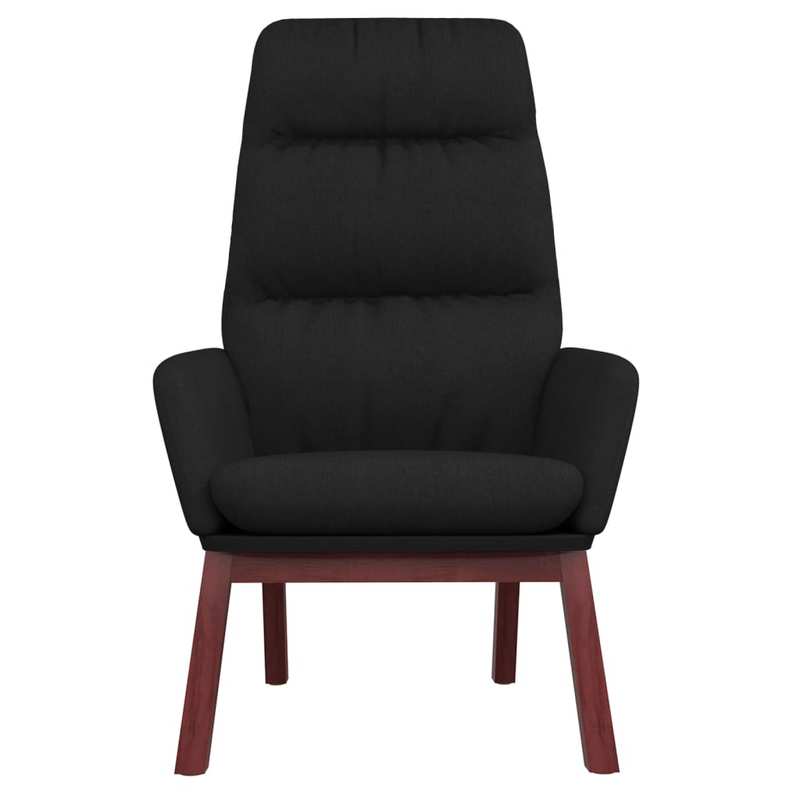 Relaxfauteuil – Relaxstoel – Zwarte Stoel – Loungefauteuil – Comfortabele Fauteuil – Zwart – 100% Polyester Stof – Massief Rubberhout Frame
