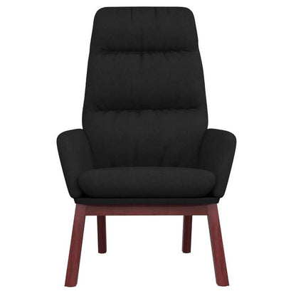 Relaxfauteuil – Relaxstoel – Zwarte Stoel – Loungefauteuil – Comfortabele Fauteuil – Zwart – 100% Polyester Stof – Massief Rubberhout Frame