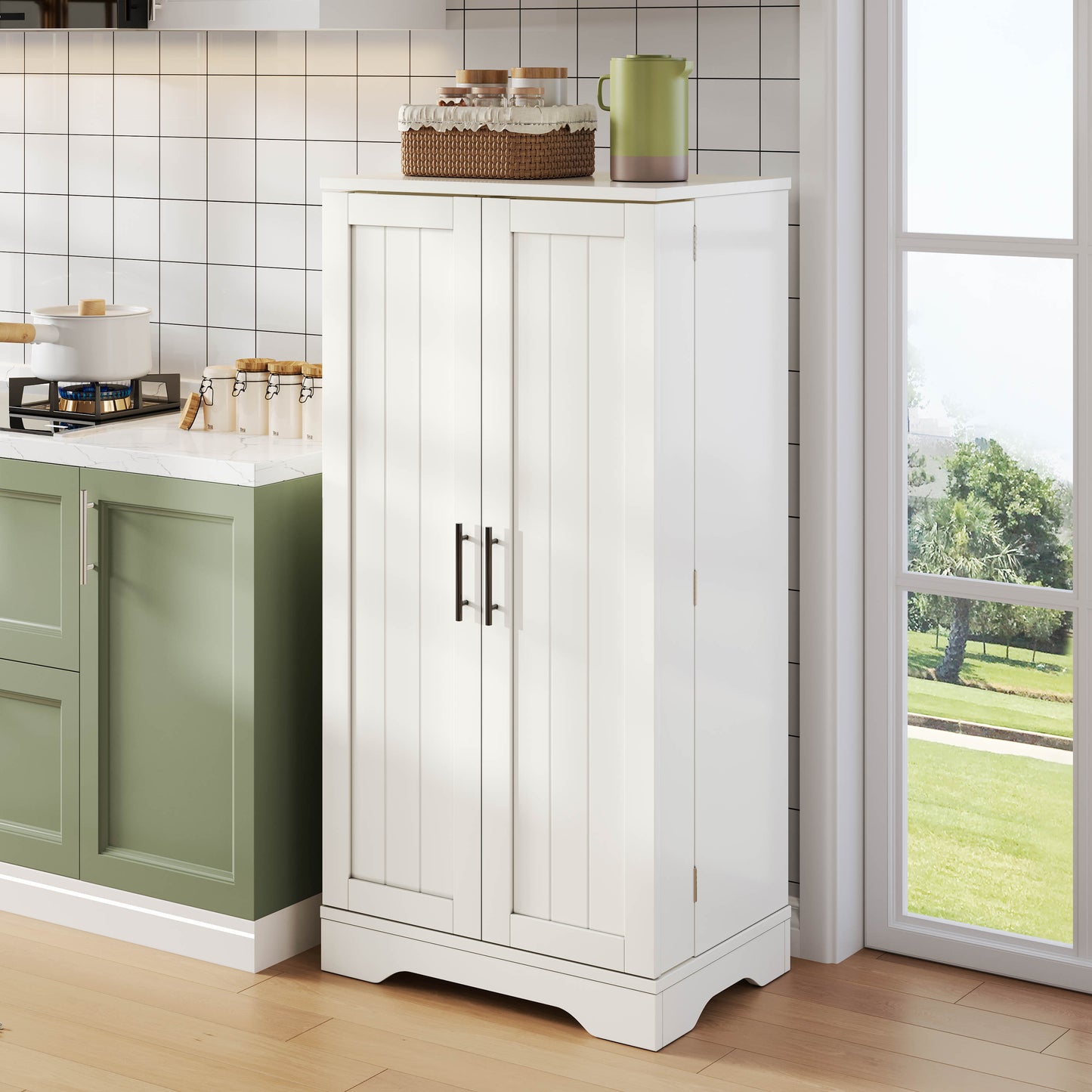 Kastje – Opbergkast – Voorraadkast – Dressoir – Woonkamerkast – Wit – Modern 3D Golfpatroon – Verstelbare Legplank – 120x60x40 cm – Stabiel & Veilig