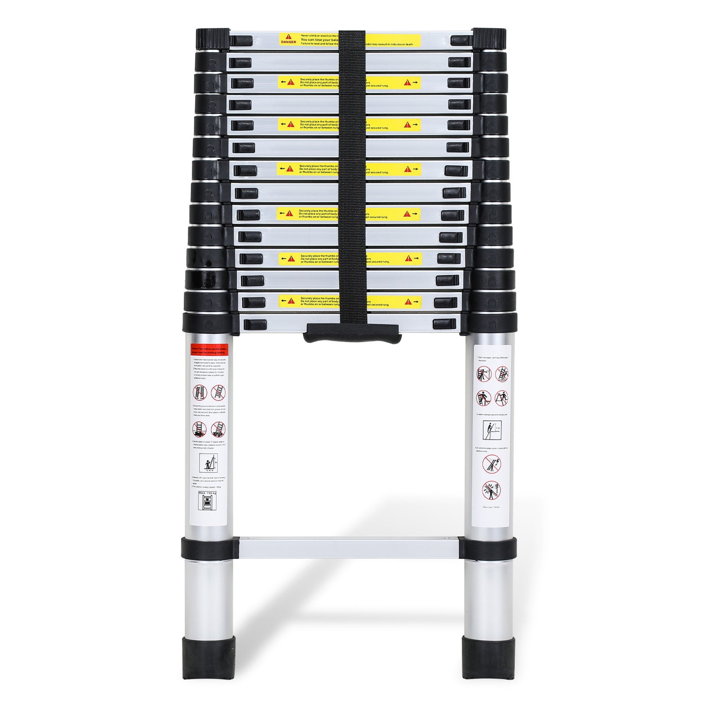 Telescopische Aluminium Ladder – Uitschuifladder – Opvouwbare Ladder – Bureauladder – Steekladder – 4,4 Meter Hoog – Lichtgewicht En Veilig