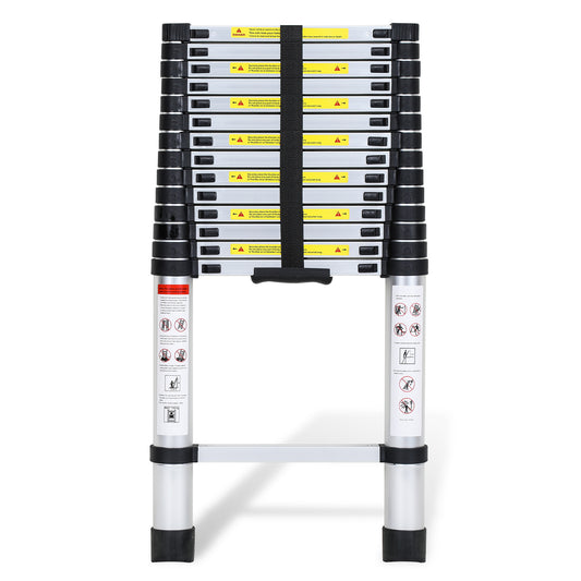 Telescopische Aluminium Ladder – Uitschuifladder – Opvouwbare Ladder – Bureauladder – Steekladder – 4,4 Meter Hoog – Lichtgewicht En Veilig