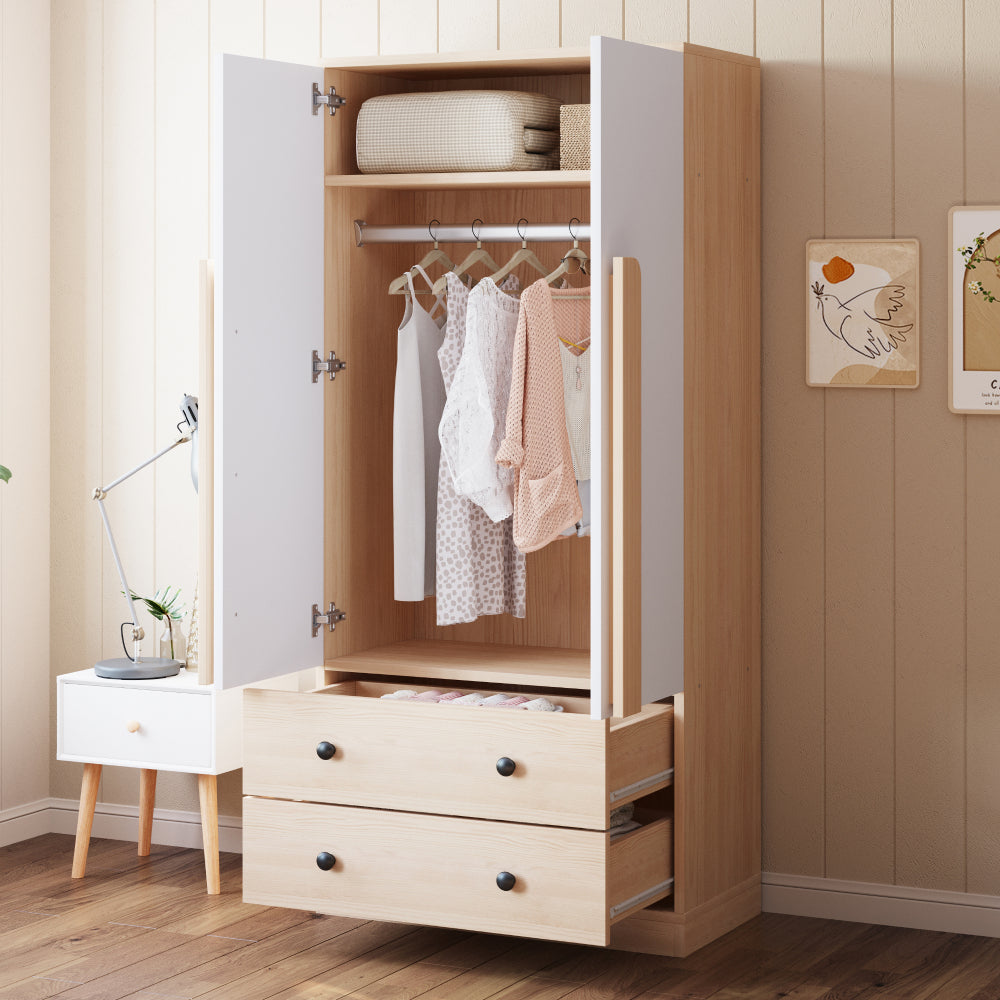 Kledingkast – Garderobekast – Linnenkast – Kleerkast – Kapkast – Dubbele Deuren en Lades – Compact Metaal 70x40x170 cm Gemengde Kleur