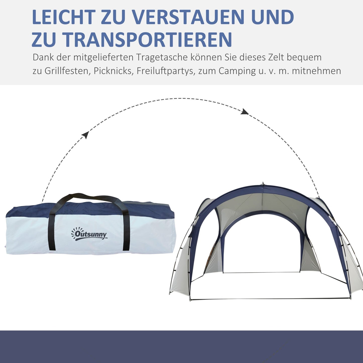 Tent – Koepeltent – Kampeertent – Partytent – Paviljoen – 6-8 Personen – Ruim 3,5x3,5m – Waterafstotend Crème Wit