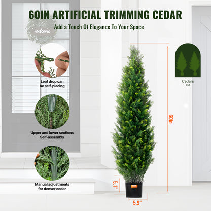 Kunstplant – Kunstcéder – Nepboom – Decoratieplant – Kunstcéderboom – Set van 2 – 150 cm Hoogte – Weerbestendig en Onderhoudsvrij