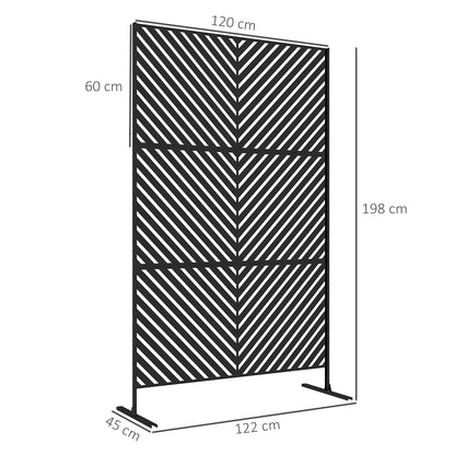 Tuinscherm – Schutting – Privacyscherm – Windscherm – Balkonscherm – Epoxy Metaal – 122 x 45 x 198 cm – Geometrisch Patroon – Zwart