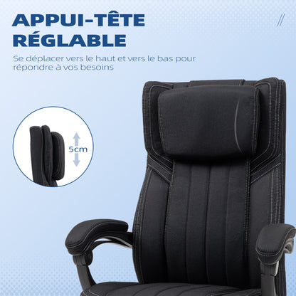 Bureaustoel – Office Chair – Werkstoel – Computestoel – Ergonomische Stoel – Verstelbare Hoogte – Inklapbare Rugleuning met Voetensteun – Zwart
