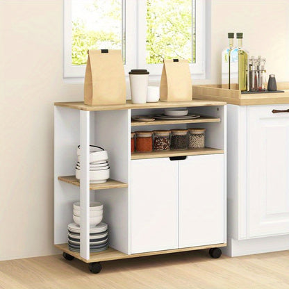 Opberkkar – Opbergwagen – Rollende Trolley – Mobiele Kar – Opvouwbare Handkar – Verstelbare Planken – Met Slot – Metalen Frame – Houtaccenten – 4 Wielen