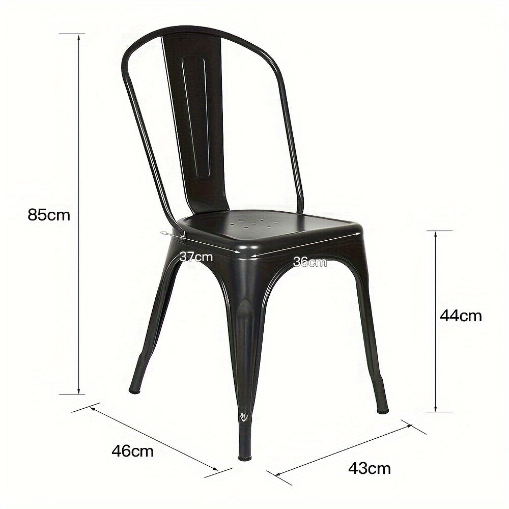 Metalen Bistrostoel – Café Stoel – Eetkamerstoel – Terrasstoel – Industrieel Stoel – Set van 4 – Zithoogte 44 cm – Robuuste Metalen Constructie