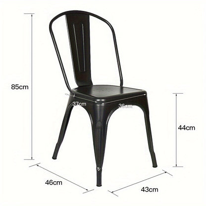 Metalen Bistrostoel – Café Stoel – Eetkamerstoel – Terrasstoel – Industrieel Stoel – Set van 4 – Zithoogte 44 cm – Robuuste Metalen Constructie