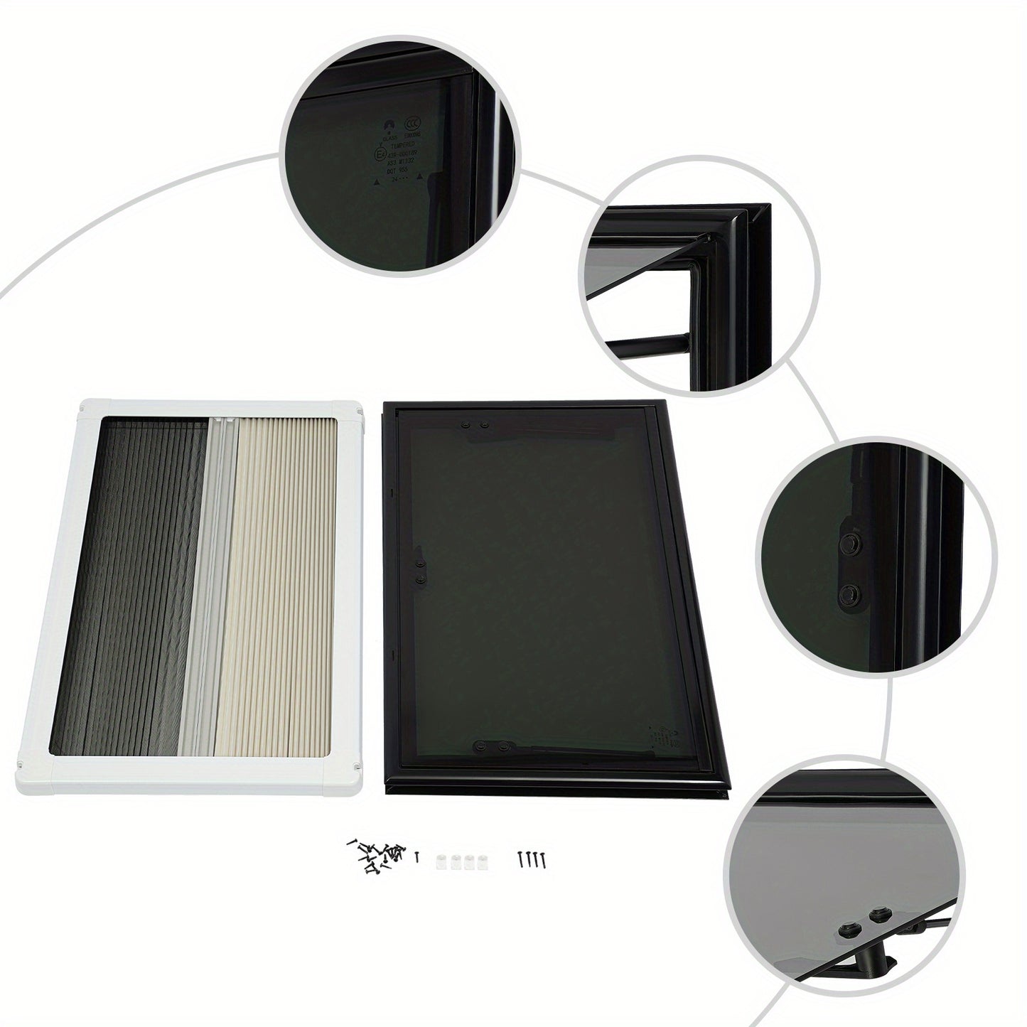 Camperraam – Caravanraam – Uitzetraam – Schuifraam – Ventilatieraam – Aluminium Frame – 700x450 mm – Met Hor & Zonwering